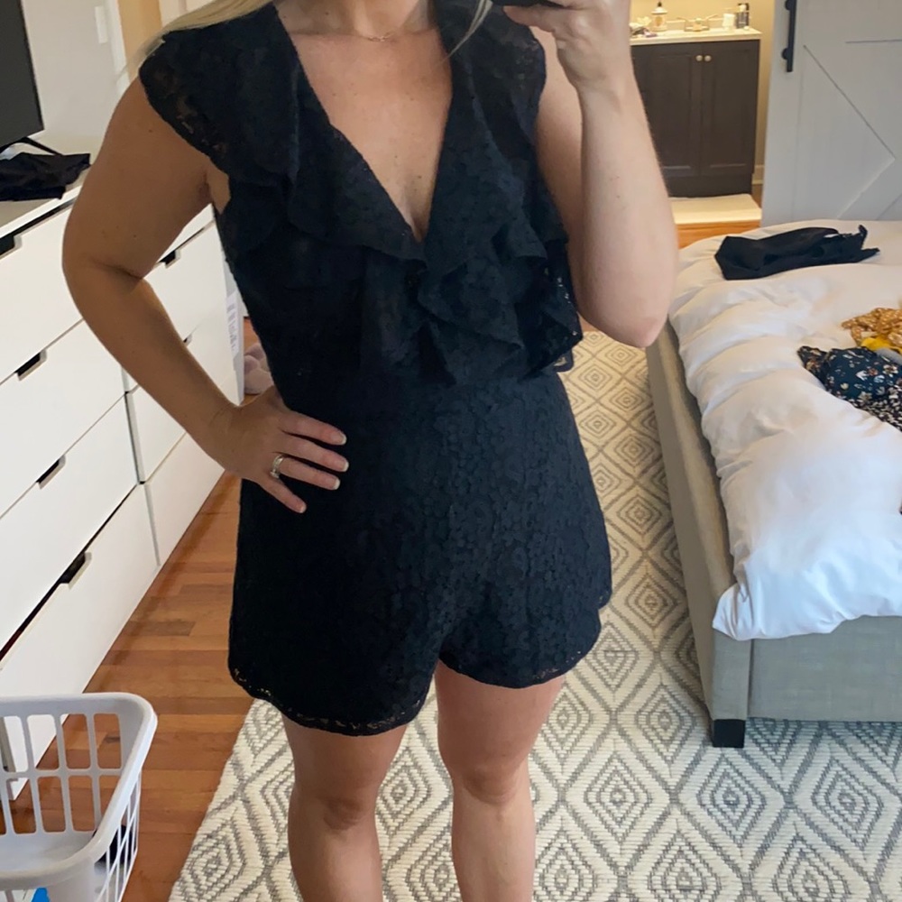 Lovers + Friends black lace Romper M with tags
